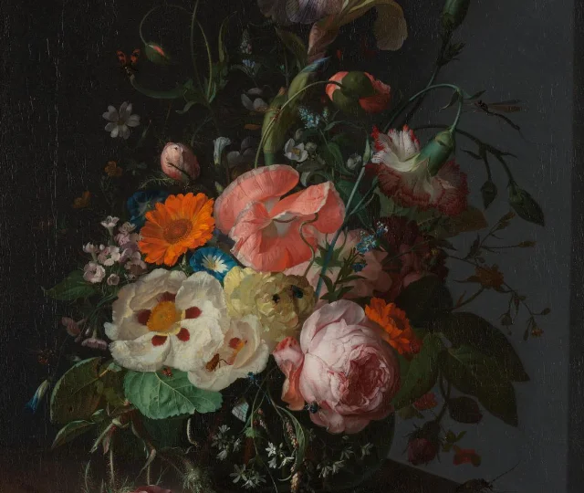 Still Life with Flowers on a Marble Tabletop