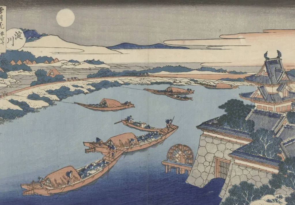 De Yodo rivier in maanlicht