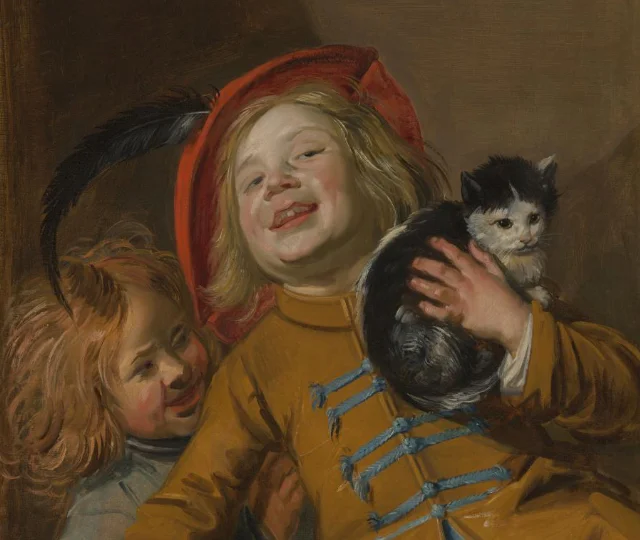 Two Children with a Cat