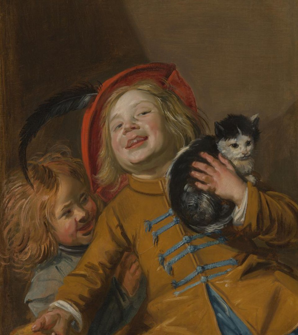 Two Children with a Cat
